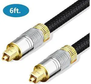 Optical Audio Cable, 6ft. / 1.8M Fiber Optic Audio Cable with Durable 24K Gold-Plated, Nylon Braided Male to Male Optical Digital Cable for HI-FI Sound Bar, Home Theater, TV, PS4, Xbox, Playstation Optical Audio Cable, 6ft. / 1.8M Fiber Optic Audio Cable with Durable 24K Gold-Plated, Nylon Braided Male to Male Optical Digital Cable for HI-FI Sound Bar, Home Theater, TV, PS4, Xbox, Playstation