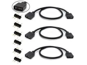 (3-Pack) ARGB Extension Cable, 5V 3-Pin Addressable RGB Cable, 1-to-1 Female to Female for Extending Computer PC Fans/LED Lights, 30cm / 11.8in (3-Pack) ARGB Extension Cable, 5V 3-Pin Addressable RGB Cable, 1-to-1 Female to Female for Extending Computer PC Fans/LED Lights, 30cm / 11.8in