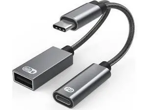 USB C to USB Adapter OTG and Charger Cable, 2 in 1 USB-C Splitter with 60W PD Charging Type C OTG and USB A Female Port Compatible with Chr-o-mecast G-o-o-g-l-e TV, i-P-ad Pro, S21/S20, Pixel,L-G G8 USB C to USB Adapter OTG and Charger Cable, 2 in 1 USB-C Splitter with 60W PD Charging Type C OTG and USB A Female Port Compatible with Chr-o-mecast G-o-o-g-l-e TV, i-P-ad Pro, S21/S20, Pixel,L-G G8