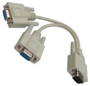 15 Pin VGA Male to 2 Female Y Splitter Cable SVGA Monitor Adapter Extension Converter Video Cable Lead for PC,TV 15 Pin VGA Male to 2 Female Y Splitter Cable SVGA Monitor Adapter Extension Converter Video Cable Lead for PC,TV