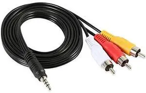 WISDUM 3.5mm to 3 RCA Male Plug to RCA Stereo Audio Video Male AUX Cable 5FT Cord WISDUM 3.5mm to 3 RCA Male Plug to RCA Stereo Audio Video Male AUX Cable 5FT Cord