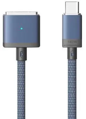 USB-C to Magnetic 3 Cable Compatible with Magsafe Charging - 140W Fast Charging, 6.6ft Braided Cable for MacBook Pro/Air M4 M3 M2 Models (2021-2025) - Blue USB-C to Magnetic 3 Cable Compatible with Magsafe Charging - 140W Fast Charging, 6.6ft Braided Cable for MacBook Pro/Air M4 M3 M2 Models (2021-2025) - Blue