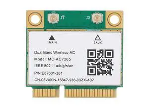 Wireless Network Card Mini PCIE Gigabit Network Double Band Network Card for Bluetooth 4.2 Wireless MCAC7265 Easy Install Wireless Network Card Mini PCIE Gigabit Network Double Band Network Card for Bluetooth 4.2 Wireless MCAC7265 Easy Install