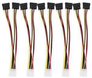 5pcs 4 Pin Molex To 2×15 Pin SATA Power Y-Cable Adapter For IDE 8 Inches 5pcs 4 Pin Molex To 2×15 Pin SATA Power Y-Cable Adapter For IDE 8 Inches