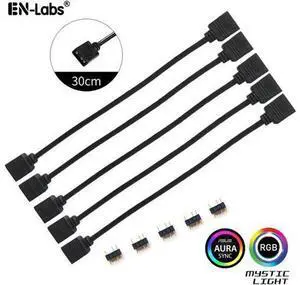 5 Pack 5V 3-Pin RGB Female to Female RBW LED Strip Extension Cable w/ Gender Changer Adapter - 1 Foot 5 Pack 5V 3-Pin RGB Female to Female RBW LED Strip Extension Cable w/ Gender Changer Adapter - 1 Foot