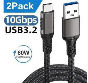 2-Pack USB A to USB C Cable 6.6FT, USB 3.1/3.2 10Gbps Data Transfer and 60W 3A Fast Charging Long Cable for Android Auto Samsung Galaxy S22 S21 iPad Pro External SSD and Other USB to Type C Device 2-Pack USB A to USB C Cable 6.6FT, USB 3.1/3.2 10Gbps Data Transfer and 60W 3A Fast Charging Long Cable for Android Auto Samsung Galaxy S22 S21 iPad Pro External SSD and Other USB to Type C Device