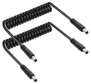 2Pack DC 5.5mm x 2.5mm Male to Male Coiled Power Extension Cable DC5525 Power Adapter Cord for CCTV Cameras, LED Strip Lights, Low Voltage Devices 2Pack DC 5.5mm x 2.5mm Male to Male Coiled Power Extension Cable DC5525 Power Adapter Cord for CCTV Cameras, LED Strip Lights, Low Voltage Devices