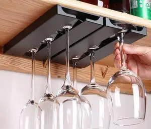 Wine Glass Holder Under Shelf Cabinet Wine Glass Rack Plastic Stemware Rack Glassware Drying Storage Hanger for Kitchen,Bar and Restaurant (Black-2Pack) Wine Glass Holder Under Shelf Cabinet Wine Glass Rack Plastic Stemware Rack Glassware Drying Storage Hanger for Kitchen,Bar and Restaurant (Black-2Pack)