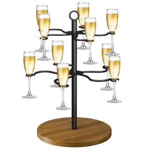 Champagne Tower, Cocktail Tree Stand for Drinks, 2 Tier 10 Holders, Wine Glass Holder Drink Tower for Champagne, Cocktails, Martini, Margarita Cups at Weddings Parties Bar & Events Champagne Tower, Cocktail Tree Stand for Drinks, 2 Tier 10 Holders, Wine Glass Holder Drink Tower for Champagne, Cocktails, Martini, Margarita Cups at Weddings Parties Bar & Events