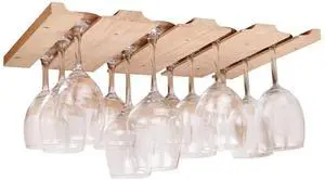 Wine glass holder-a wooden wine glass rack and goblet storage rack installed under the cabinet or countertop (Natural color) Wine glass holder-a wooden wine glass rack and goblet storage rack installed under the cabinet or countertop (Natural color)