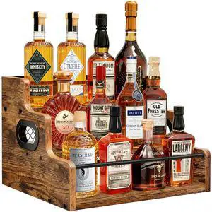 Liquor Bottle Display Shelf, 3 Step Coffee Syrup Rack Organizer, Countertop Liquor Wine Rack, Mini bar, Liquor Cabinet, Home Retro Bar Shelf Stand for Whiskey Alcohol Drink Liquor Bottle Display Shelf, 3 Step Coffee Syrup Rack Organizer, Countertop Liquor Wine Rack, Mini bar, Liquor Cabinet, Home Retro Bar Shelf Stand for Whiskey Alcohol Drink
