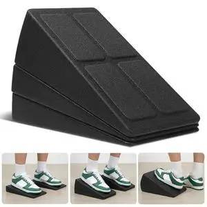 Foam Slant Board Squat Wedge, 3 Pcs Adjustable Calf & Foot Stretcher Set Foam Slant Board Squat Wedge, 3 Pcs Adjustable Calf & Foot Stretcher Set