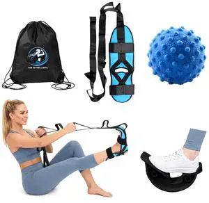Foot and Calf Stretcher for Plantar Fasciitis Relief - Foot Rocker with Yoga Stretching Strap, Hamstring & Achilles Stretcher - Non-Slip Home Physical Therapy Equipment for Flexibility & Recovery Foot and Calf Stretcher for Plantar Fasciitis Relief - Foot Rocker with Yoga Stretching Strap, Hamstring & Achilles Stretcher - Non-Slip Home Physical Therapy Equipment for Flexibility & Recovery