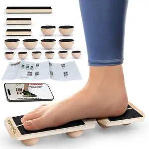 Ankle Balance Board 3 Optional Levels, Wooden Ankle Strengthener with Physical Therapy Guide for Plantar Fasciitis Relief, Achilles Pain, Posture Corrector, Foot Stretcher, Balance Training Ankle Balance Board 3 Optional Levels, Wooden Ankle Strengthener with Physical Therapy Guide for Plantar Fasciitis Relief, Achilles Pain, Posture Corrector, Foot Stretcher, Balance Training