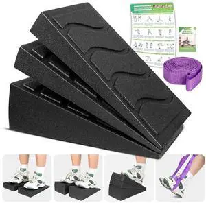 Squat Wedge Block, 5 Adjustable Angles Slant Board for Calf Stretching with Stretching Strap & Poster, 520 LBS Heel Elevated Squat Wedge Capacity for Yoga, Ankle Physical Therapy & Mobility Squat Wedge Block, 5 Adjustable Angles Slant Board for Calf Stretching with Stretching Strap & Poster, 520 LBS Heel Elevated Squat Wedge Capacity for Yoga, Ankle Physical Therapy & Mobility