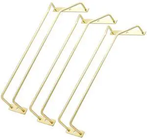 12-Inch Gold Wine Glass Rack, Under Cabinet Wine Glass Holder Stemware Rack - Hanging Stemware Holder for Cabinet Kitchen Bar, Set of 3 12-Inch Gold Wine Glass Rack, Under Cabinet Wine Glass Holder Stemware Rack - Hanging Stemware Holder for Cabinet Kitchen Bar, Set of 3