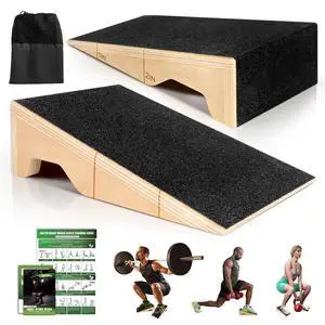 Squat Wedge Block, 2 Pcs Non-Slip Wooden Squat Wedge for Heel Elevation & Weightlifting with Training Poster & Storage, 1800 Lbs Capacity Exercise Slant Board for Calf Stretching & Ankle Mobility Squat Wedge Block, 2 Pcs Non-Slip Wooden Squat Wedge for Heel Elevation & Weightlifting with Training Poster & Storage, 1800 Lbs Capacity Exercise Slant Board for Calf Stretching & Ankle Mobility