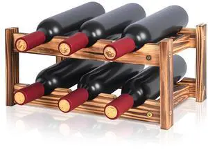 6-Bottle Wooden Wine Rack 2-Tier Tabletop Countertop Space-Saving Wine Holder with Screwdriver Included, Easy Assembly Wine Storage Shelf for Kitchen, Bar, Pantry & Home Decor 6-Bottle Wooden Wine Rack 2-Tier Tabletop Countertop Space-Saving Wine Holder with Screwdriver Included, Easy Assembly Wine Storage Shelf for Kitchen, Bar, Pantry & Home Decor