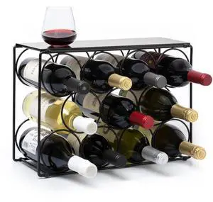 Countertop Wine Rack Black Powder Coated Metal Wine Holder, Minimal Scandinavian Design Modern Geometric Small Wine Rack for Countertop, Cabinet, or Tabletop Storage, Fits 11 Bottles Countertop Wine Rack Black Powder Coated Metal Wine Holder, Minimal Scandinavian Design Modern Geometric Small Wine Rack for Countertop, Cabinet, or Tabletop Storage, Fits 11 Bottles