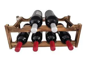8-Bottle Wood Wine Rack - 2-Tier Countertop Wine Bottle Holder for Kitchen, Bar, Pantry, Dining Room | Small Freestanding Stackable Liquor Storage Organizer, Carbonized Pine 8-Bottle Wood Wine Rack - 2-Tier Countertop Wine Bottle Holder for Kitchen, Bar, Pantry, Dining Room | Small Freestanding Stackable Liquor Storage Organizer, Carbonized Pine
