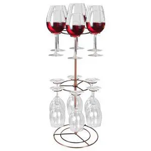 Metal Countertop Wine Glass Holder with Scrollwork Design, Freestanding Tabletop Stemware Storage Rack with 12 Hooks Metal Countertop Wine Glass Holder with Scrollwork Design, Freestanding Tabletop Stemware Storage Rack with 12 Hooks