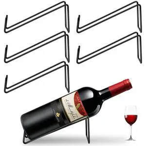 6PCS Wine Bottle Rack, Single Wine Holder Stand for Tabletop Display, Simple Style Steel Wire Rack Modern Black Metal Wine Organizer for Home Bar & Kitchen 6PCS Wine Bottle Rack, Single Wine Holder Stand for Tabletop Display, Simple Style Steel Wire Rack Modern Black Metal Wine Organizer for Home Bar & Kitchen