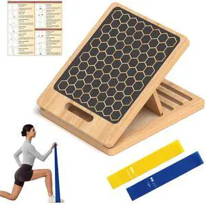 Wooden Slant Board for Calf Stretching, Adjustable Portable Wooden Incline Board with Training Guide, 300 lb. Load Capacity, Physical Therapy Equipment for Legs, Knees, Heels and Ankles Wooden Slant Board for Calf Stretching, Adjustable Portable Wooden Incline Board with Training Guide, 300 lb. Load Capacity, Physical Therapy Equipment for Legs, Knees, Heels and Ankles