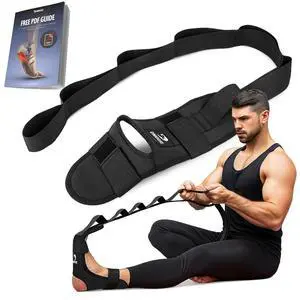 Foot & Calf Stretcher with Adjustable Padded Stretching Strap for Plantar Fasciitis, Hamstring, Heel Spurs and Achilles Tendonitis Relief - Yoga Leg Stretch Strap for Flexibility Foot & Calf Stretcher with Adjustable Padded Stretching Strap for Plantar Fasciitis, Hamstring, Heel Spurs and Achilles Tendonitis Relief - Yoga Leg Stretch Strap for Flexibility