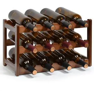 Wine Rack, 12 Bottles 3-Tier Free Standing Wine Racks, Wine Rack Countertop Holder Storage Shelf for Kitchen Cabinet Dining Room Bar (Brown) Wine Rack, 12 Bottles 3-Tier Free Standing Wine Racks, Wine Rack Countertop Holder Storage Shelf for Kitchen Cabinet Dining Room Bar (Brown)