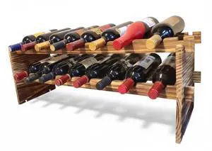 16-Bottle Stackable Wine Rack - 2-Tier Rustic Pine Wood Wine Storage, Freestanding Organizer for Kitchen, Home Bar & Dining Room - Easy Assembly 16-Bottle Stackable Wine Rack - 2-Tier Rustic Pine Wood Wine Storage, Freestanding Organizer for Kitchen, Home Bar & Dining Room - Easy Assembly