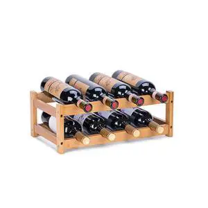 Bamboo Wine Rack - 2-Tier Countertop Display Shelf for 8 Bottles Bamboo Wine Rack - 2-Tier Countertop Display Shelf for 8 Bottles