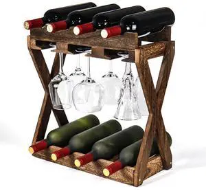 3-IN-1 Countertop Wine Rack with Glass Holder Store 8 Bottles, 6 Stemware Glasses and Wine Tools | Durable Wooden Wine Bottle Holder | Elegant Home Decor for Kitchen, Dining, and Living Room 3-IN-1 Countertop Wine Rack with Glass Holder Store 8 Bottles, 6 Stemware Glasses and Wine Tools | Durable Wooden Wine Bottle Holder | Elegant Home Decor for Kitchen, Dining, and Living Room