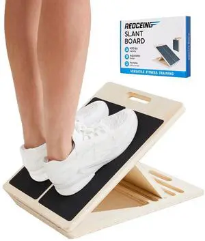Adjustable Wooden Slant Board for Calf Stretching, 5-Angle Non-Slip Foldable Calf Stretcher for Exercise, Squats and Mobility, 400 lb Capacity Adjustable Wooden Slant Board for Calf Stretching, 5-Angle Non-Slip Foldable Calf Stretcher for Exercise, Squats and Mobility, 400 lb Capacity
