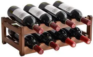 Wine Rack Countertop, 8 Bottle Wine Racks for Wine Bottles Storage Display, 2 Tier Wooden Wine Rack Free Standing Floor Wine Rack Countertop, 8 Bottle Wine Racks for Wine Bottles Storage Display, 2 Tier Wooden Wine Rack Free Standing Floor