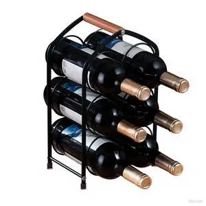 Wine Rack countertop Wine Bottle Holder Metal Wine Rack, Industrial Style Honeycomb Design 6-Bottle Wine Storage with Wooden Handle, Easy Installation,for Home Kitchen Bar/Cabinet Wine Rack countertop Wine Bottle Holder Metal Wine Rack, Industrial Style Honeycomb Design 6-Bottle Wine Storage with Wooden Handle, Easy Installation,for Home Kitchen Bar/Cabinet