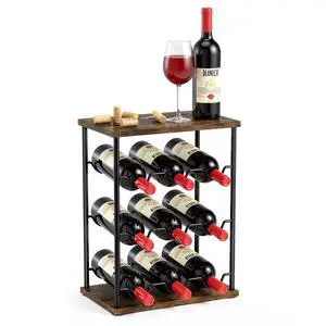 Wine Racks Countertop, Wine 9 Bottles Holder, Metal Wine Storage Organizer for Kitchen, Bar, Table, Cabinet, Wine Cellar, Vintage Brown Wine Racks Countertop, Wine 9 Bottles Holder, Metal Wine Storage Organizer for Kitchen, Bar, Table, Cabinet, Wine Cellar, Vintage Brown