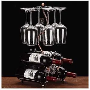 Wine Rack and Wine Glass Holder-Hold 4 Wine Bottles and 6 Glasses-Perfect for Home Kitchen Decor & Kitchen Storage Rack Wine Rack and Wine Glass Holder-Hold 4 Wine Bottles and 6 Glasses-Perfect for Home Kitchen Decor & Kitchen Storage Rack