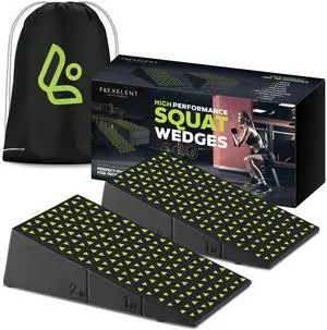 Squat Wedge Block Pair - Heel Elevated Squat Wedge for Deeper Squats, Heavy Lifting and Better Form - 17° Angle Exercise Wedges, Slant Board for Squats with Carry Backpack - Lime Green Squat Wedge Block Pair - Heel Elevated Squat Wedge for Deeper Squats, Heavy Lifting and Better Form - 17° Angle Exercise Wedges, Slant Board for Squats with Carry Backpack - Lime Green