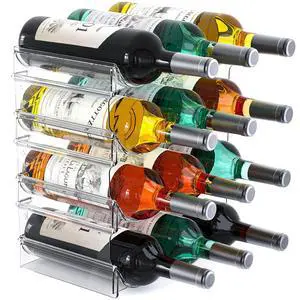 Plastic Water Bottle Organizer and Wine Rack Storage Holder,4 Tier 12 Containers Stackable Free-Standing Bottle Storage Rack for Kitchen Countertops, Table Top, Pantry, Bars, Cabinets, Fridge - Clear Plastic Water Bottle Organizer and Wine Rack Storage Holder,4 Tier 12 Containers Stackable Free-Standing Bottle Storage Rack for Kitchen Countertops, Table Top, Pantry, Bars, Cabinets, Fridge - Clear