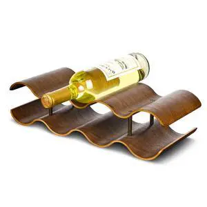 Countertop Wine Rack - 7 Bottle Freestanding Wine Bottle Holder Stand - 2 Tier Wooden Wine Storage Rack - Walnut Wavy Wine Organizer for Cabinet Pantry Home Kitchen Bar Countertop Wine Rack - 7 Bottle Freestanding Wine Bottle Holder Stand - 2 Tier Wooden Wine Storage Rack - Walnut Wavy Wine Organizer for Cabinet Pantry Home Kitchen Bar