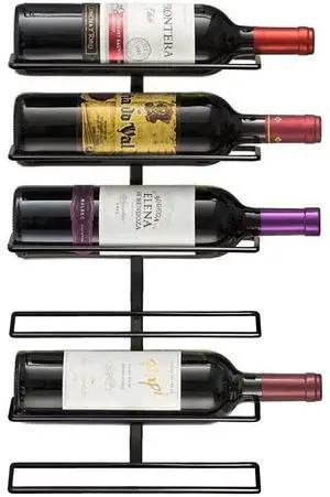 Wall Mount Wine Rack Holds 6 Bottles Black Metal Wine Bottle Holder for Wall, Modern Wine Rack for Home Bar, Kitchen Wall Mount Wine Rack Holds 6 Bottles Black Metal Wine Bottle Holder for Wall, Modern Wine Rack for Home Bar, Kitchen