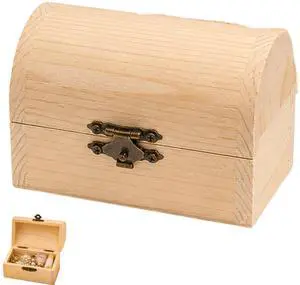 DIY Unfinished Wooden Pirate Treasure Chest, Pine Wood Storage Box with Hinged Lid, Locking Clasp, Decorative Pine Wood Craft Box DIY Unfinished Wooden Pirate Treasure Chest, Pine Wood Storage Box with Hinged Lid, Locking Clasp, Decorative Pine Wood Craft Box