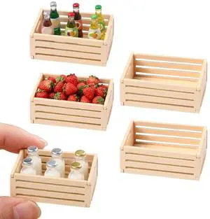 5pcs Mini Wooden Crates Mini Rustic Wood Crates - Miniature Food and Drinks Storage Baskets Boxes - Micro Farmhouse Scene Decor for Dollhouse, Kitchen, Office, 1. 49x1. 02x0. 59in 5pcs Mini Wooden Crates Mini Rustic Wood Crates - Miniature Food and Drinks Storage Baskets Boxes - Micro Farmhouse Scene Decor for Dollhouse, Kitchen, Office, 1. 49x1. 02x0. 59in