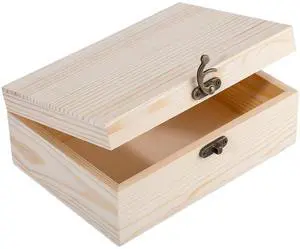 Unpainted Wood Box with Hinged Lid - 7.1"x5.1"x2.8" for Crafts DIY Storage Jewelry & Gift Box and Hobby Organization Unpainted Wood Box with Hinged Lid - 7.1"x5.1"x2.8" for Crafts DIY Storage Jewelry & Gift Box and Hobby Organization
