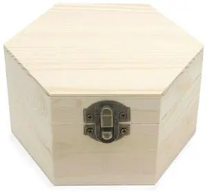 Plain Unfinished Box, Hexagon Unpainted Wooden Jewelry Box DIY Storage Chest Treasure Case (Side Length 2.5" * Height 2.7") Plain Unfinished Box, Hexagon Unpainted Wooden Jewelry Box DIY Storage Chest Treasure Case (Side Length 2.5" * Height 2.7")