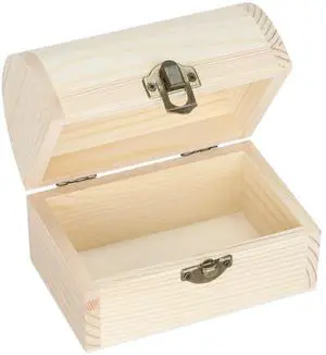 Unpainted Wood Treasure Box for DIY Craft (4.7 * 3.2 * 3.6 inch) Unpainted Wood Treasure Box for DIY Craft (4.7 * 3.2 * 3.6 inch)
