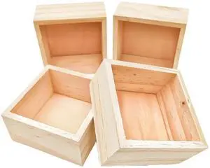 4 Pack Unfinished Wooden Craft Storage Organiser Boxes, 3 x 3 x 1.6 inch Small Square Wood Box, Rustic Natural Wood Container Box for Home Venue Decor 4 Pack Unfinished Wooden Craft Storage Organiser Boxes, 3 x 3 x 1.6 inch Small Square Wood Box, Rustic Natural Wood Container Box for Home Venue Decor