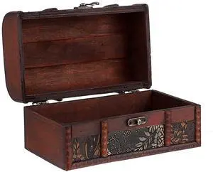 Vintage Treasure Chest Box, Pirate Keepsakes Box for Kids Gifts, Wooden Treasure Storage Box Decorative Box for Jewelry Pearl Trinkets, Medium Vintage Treasure Chest Box, Pirate Keepsakes Box for Kids Gifts, Wooden Treasure Storage Box Decorative Box for Jewelry Pearl Trinkets, Medium