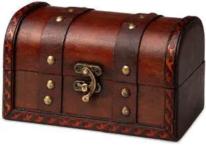 Mini Wooden Treasure Chest, Engineered Wood Pirate Chest Decorative Box for Jewelry, Coins, Small Collectibles and Keepsakes, Vintage Rustic Antique Style Storage Wood Chest (6.7 x 3.9 x 3.9 Inch) Mini Wooden Treasure Chest, Engineered Wood Pirate Chest Decorative Box for Jewelry, Coins, Small Collectibles and Keepsakes, Vintage Rustic Antique Style Storage Wood Chest (6.7 x 3.9 x 3.9 Inch)