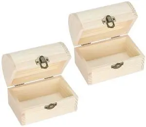 2 Pcs Unfinished Wooden Treasure Box for DIY Crafts (2*Large) 2 Pcs Unfinished Wooden Treasure Box for DIY Crafts (2*Large)